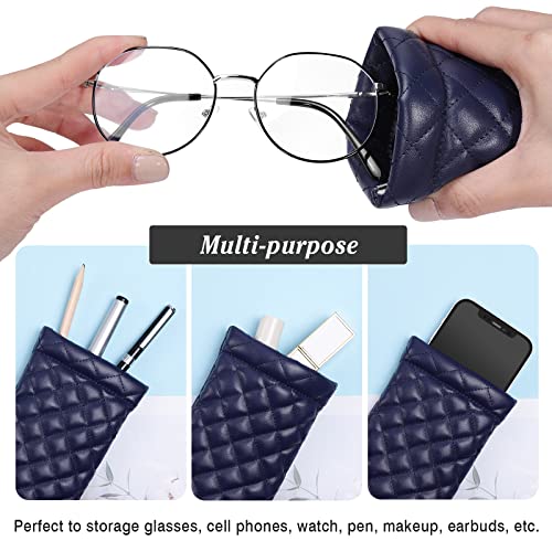 Moko Squeeze Top Sunglasses Pouch, 2Pcs Soft Eyeglasses Pouch Portable Sunglass Organizer Bag Protective Sunglasses Case For Women Men, White + Blue #TOP5