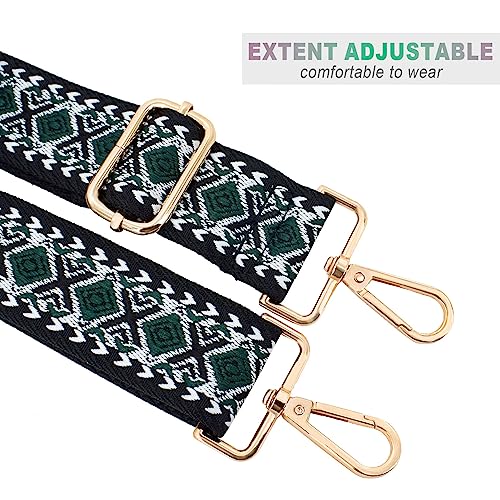 Image of Wide Purse Strap Replacement Crossbody Adjustable Guitar Straps for Handbags Purses Tote Bag 1.5 in Rhombic Black-Gold Hardware