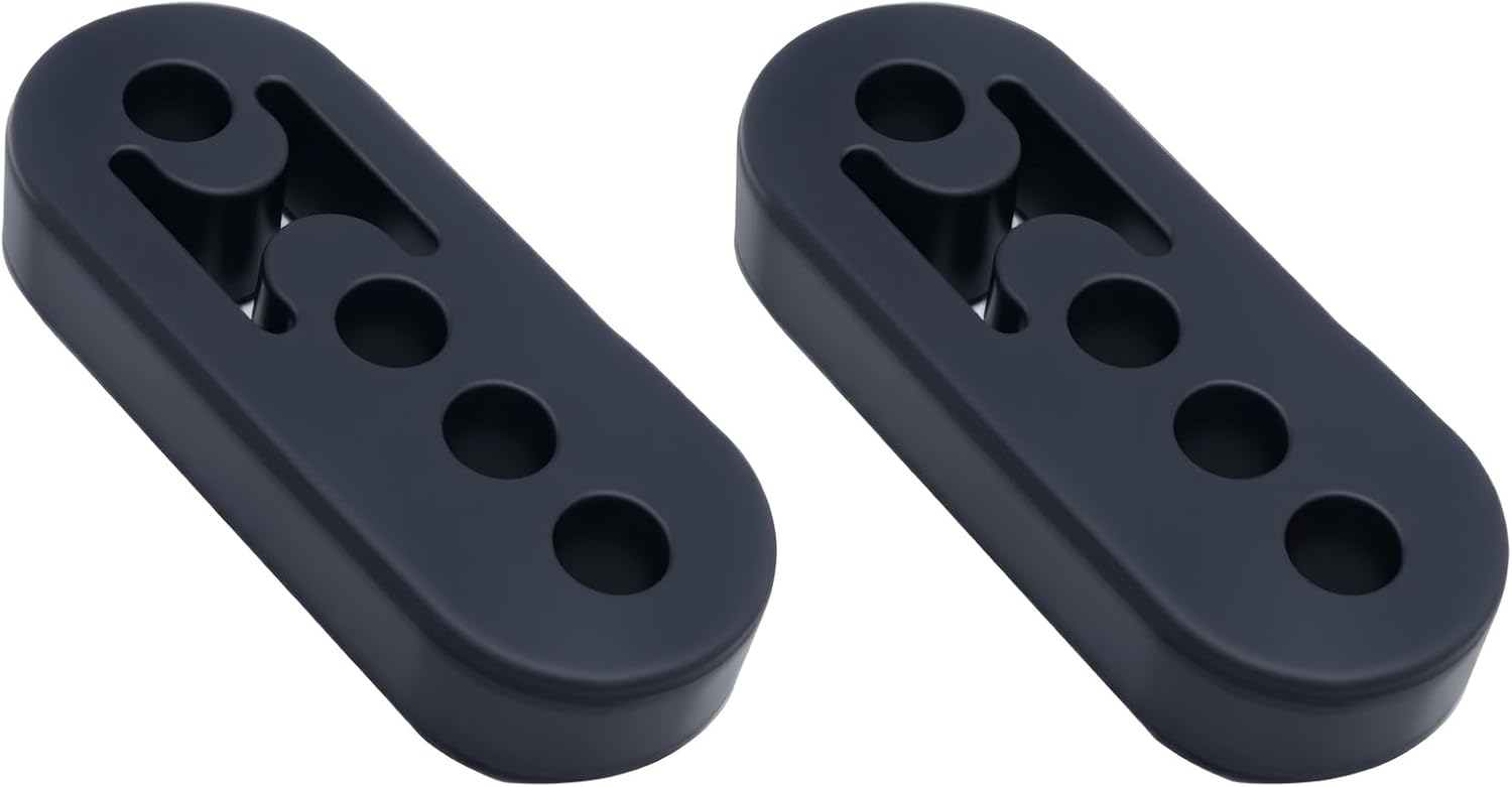 2 Pcs Rubber Exhaust Hangers 4 Holes Muffler Hanger Universal Insulator Bushing Mount (Black)