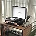 Vinyl Record Player 3 Speed Bluetooth Portable Suitcase Belt-Driven Record Player with 2 Built-in Stereo Speakers Vinyl Vintage Turntable Records Player with RCA Line Out AUX Out (Black&Rose Gold)