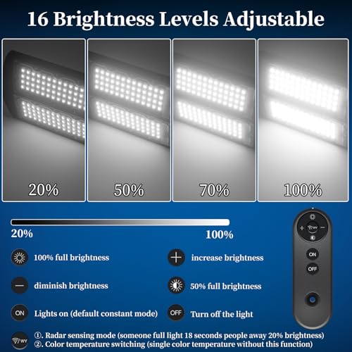 Ofuray Of-7000W Solar Street Lights Outdoor, 500000lm Solar Security Flood Lights Parking Lot Commercial with Motion Sensor, 6500k IP67 Street Dusk to Dawn with Remote Control for Street,Park,Barn by Ofuray - Image 4