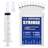 20ml Syringe with Cap, 10 Pack Large Plastic Syringes without Needle for Liquid, Scientific Labs, Measurement, Pet Feeding, Ink Refilling, Jello Shots Food Thick Liquids, Irrigation Water