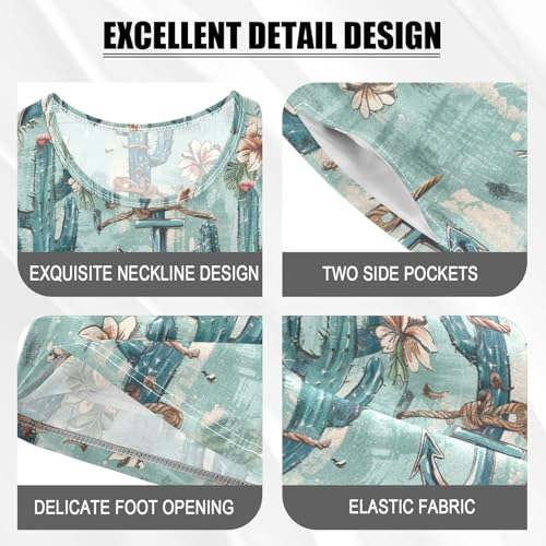 ALAZA Anchor Cactus Pajama Set Short Sleeve Sleepwear Soft Lounge Nightwear4