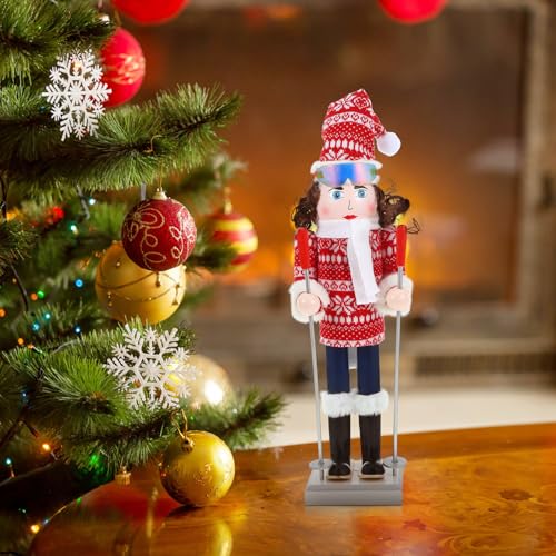 Casse-Noisette Bois Écharpe Blanche Idée Cadeau Déco Noël
