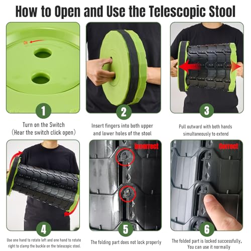 Image of Doseno Upgraded Foldable Stool Thickened, Portable Collapsible Stool Retractable Stool for Fishing, Hiking Tours, BBQ, Parties, Outdoor Activities