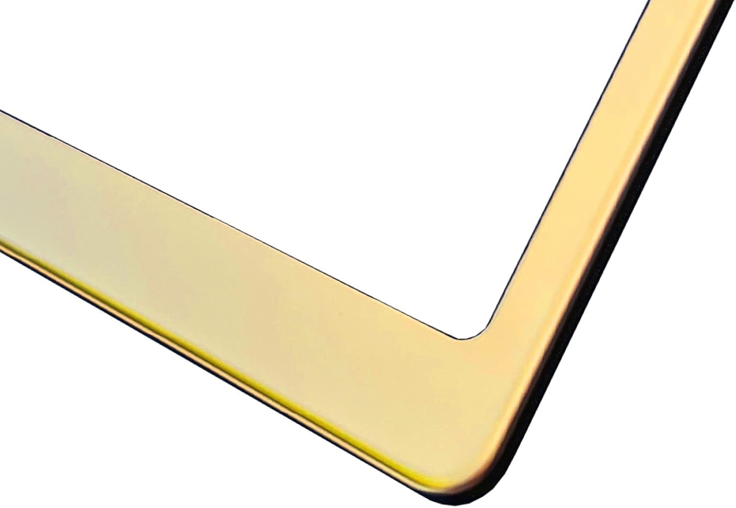 Laser Etched Customized Custom Personalized Silicone Back Guard License Plate Frame Gold Mirror Chrome Electroplating Universal Fit Aluminum Screw On Cap Cover, T304 Stainless Steel (Qty: 1 Frame)