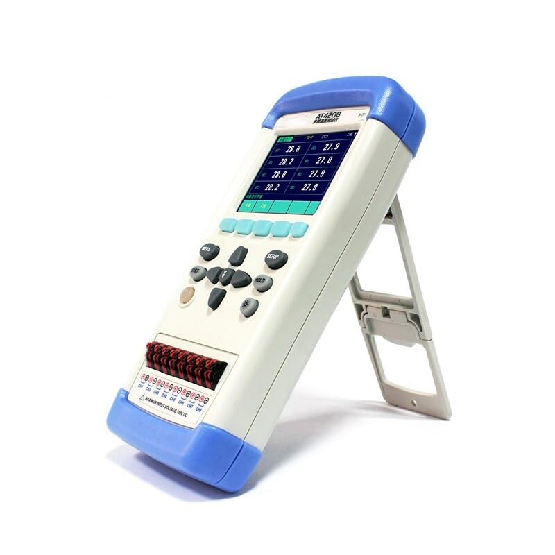 AT4204 Handheld 2/4/8 Channel Thermocouple Temperature Data Logger - 100ms Scan, Wide -200°C to 1300°C Range, High/Low Alarm, Backlit LCD, 0.2% Accuracy Multi-Point Industrial Monitoring