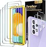 [6 Pack] iVoler Screen Protector for Samsung Galaxy A52 5G&4G/ A52s 5G [4 Pack] with 2 Pack Camera Lens Protector Tempered Glass for Samsung A52 5G&4G/ A52s 5G with Easy Installation Frame, 6.5 inch
