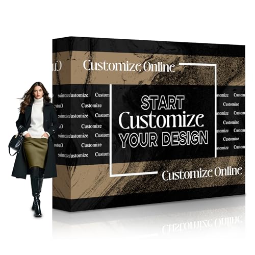 Customizable Trade Show Pop-Up Display Tension Fabric Banner Collapsible Aluminum Frame Booth Holder for Weddings,Exhibition,Party,Events 17.5x7.5 FT