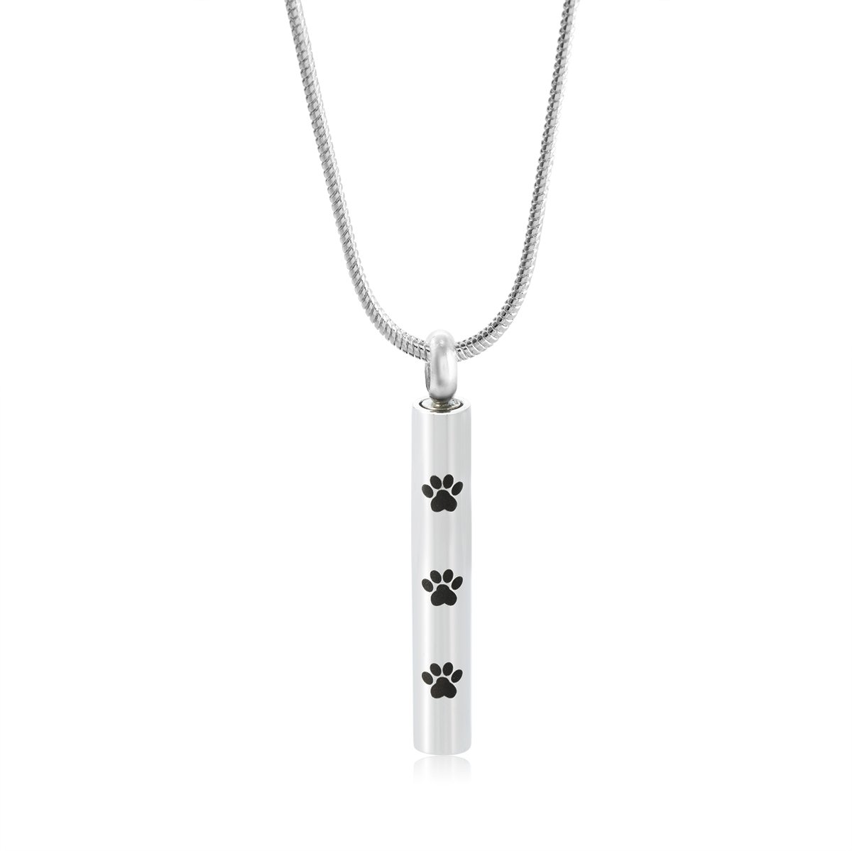 FASJOYCremation Cylinder Jewelry Pet Paw Ash urn Necklace Stainless Steel Keepsake Memorial Pendant