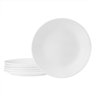 Livingware Winter Frost White Dinner Plate - 26 cm, Lightweight & Durable, Made of Vitrelle Glass, Microwave & Dishwasher Safe, Elegant Crockery for Dining & Gifting - Set of 6