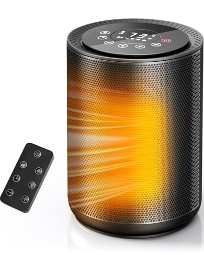 Electactic Small Space Heater for Indoor Use, Portable Electric Heater with Remote, Thermostat, Child Lock and Overheat Protection ETL, 3 Heating Modes Electric Fan for Home/Office,1500W(Black)