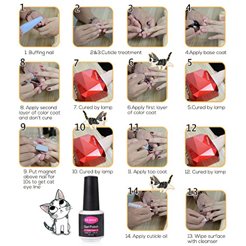 CLAVUZ Magnetic Nail Polish Set 5pcs Gel Polish with Top and Base Coat with 50 pcs Remover Wrap Soak Off UV LED Nail Art Kit 1pc Magic Magnet Stick Free Set DIY Manicure at Home - Thumbnail 2