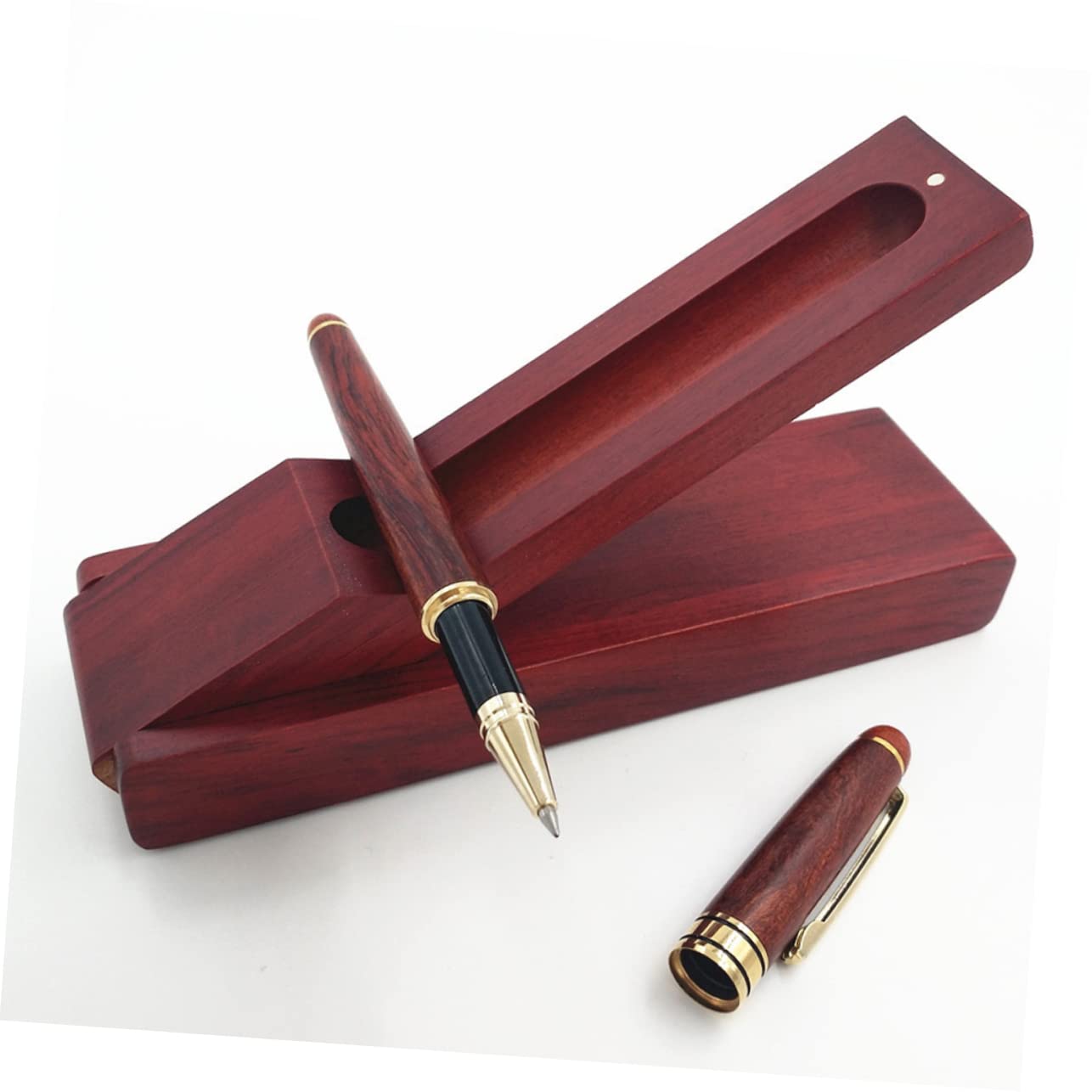 PLAFOPE Estuche para Lápices de Madera Marrón, Caja de Papelería Retro