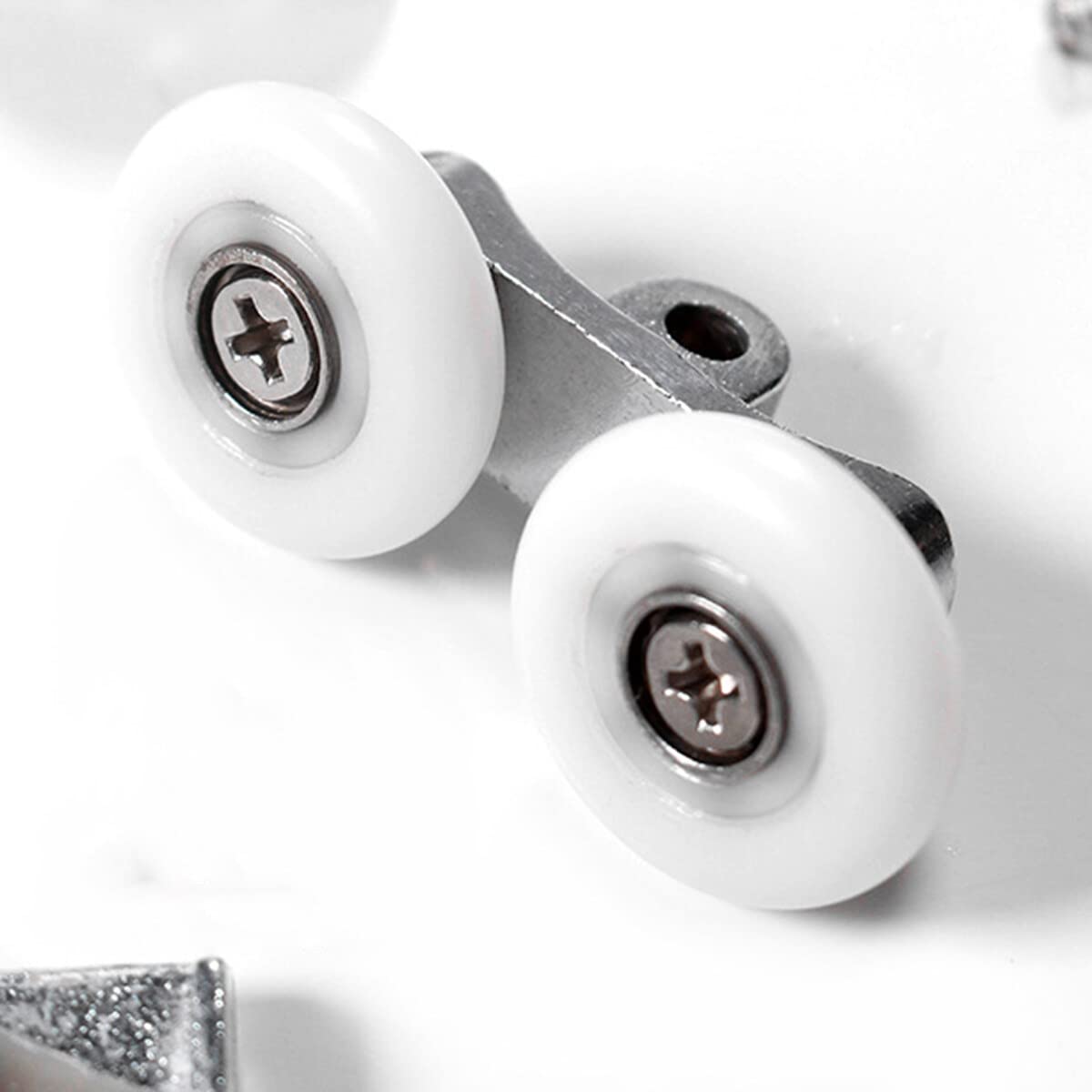 Shower Door Wheels Heavy Duty Zinc Alloy Dual Wheel Top & Bottom Shower Door Rollers Runners Set of 4, As Shown - Image 4