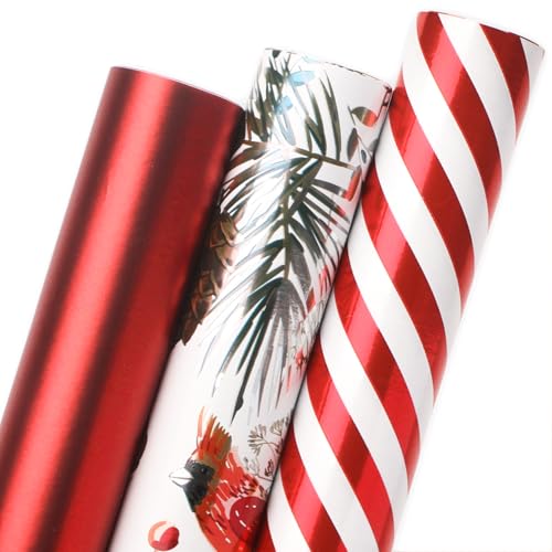 Ribbli Papier emballage Noël 3 rouleaux rouge blanc bonbons canne