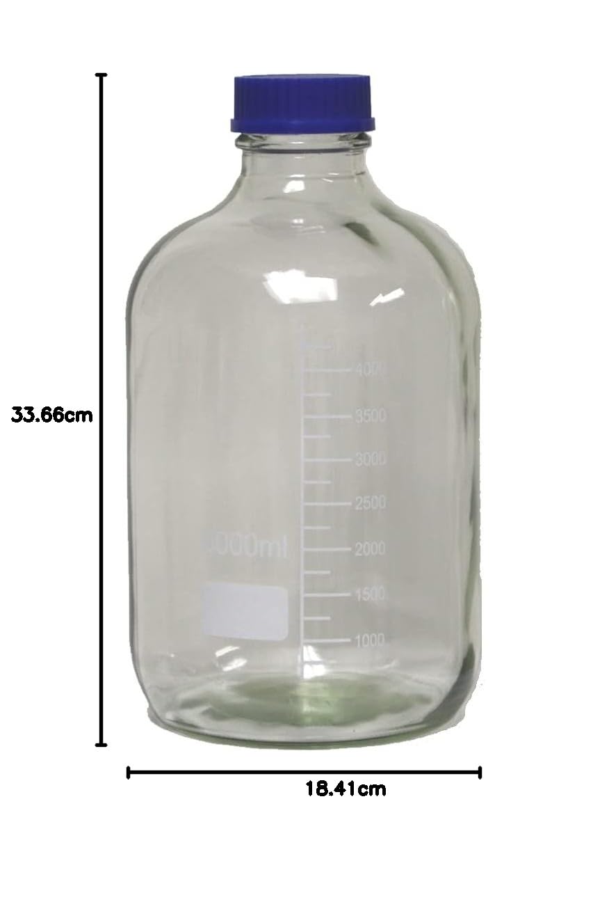 Karter Scientific Szklane okrągłe butelki do przechowywania mediów 5000 ml z zakrętką GL60, borokrzemian 3,3, (pojedyncze)