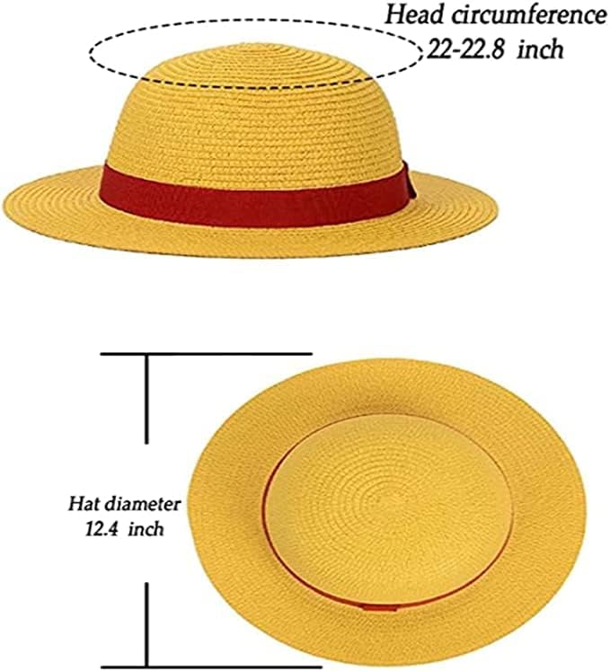 Miniatura 3 de Sombrero de paja Luffy sombrero de cosplay sombreros para Halloween, disfraz de actuación, sombrero de paja para hombres, mujeres y niños, correa