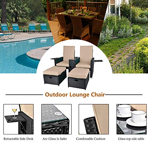 Vuyuyu UPC 5Pcs Outdoor Wicker Chaise Lounge Chair - Rattan Adjustable Reclining Patio Lounge Chair thumb #6