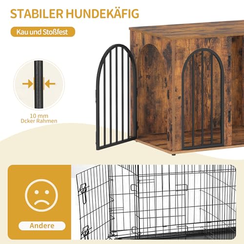 Hzuaneri Hundekäfig Möbel, 68cm Hundebox für Zuhause, 3 Türen, Bogentür, Moderne Hundebox Indoor für Hunde, Beistelltisch, Hundekäfig Hochbelastbar, 68 x 49 x 56 cm, Vintagebraun DFC85501B