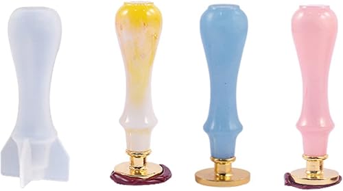 Moldes de silicona de resina epoxi con mango para sello de cera para proyectos de fabricación de manualidades