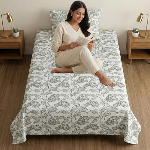 Image of Mafatlal 186 TC Metro Cotton Single Bedsheet | 90 x 60 Inch|Soft, Breathable & Lightweight | with Matching Pillow Cover