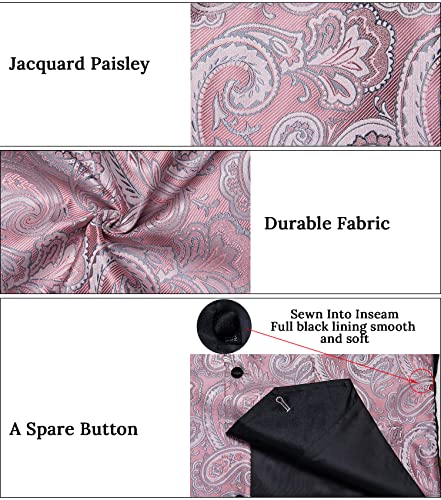 Image of DiBanGu Mens Paisley Suit Vest Silk Jacquard Waistcoat and Necktie Set Formal Shawl Collar Dress Vest 7PCS for Wedding Party