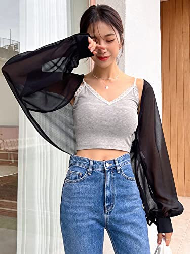 Verdusa Women's Bolero Shrug Open Front Mesh Long Sleeve Lightweight Cardigan Dress Cover Up Shrug4