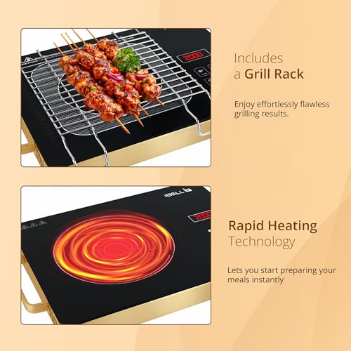 Image of iBELL Infrared Cooktop - 2000W, Temperature Control, Touch Panel, High Energy Efficient, Strong Handle, Compatible with all Cookwares (Golden)