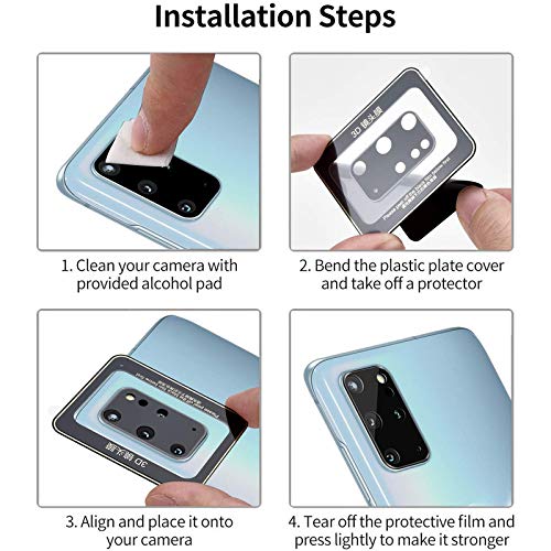 Image of Samsung Galaxy S20+ /S20 Plus Camera Lens Protector [Full Coverage 360 Degree protection Tempered Glass Film Bubble-Free Anti-Scratch Easy Install Ultra-Thin](Black)
