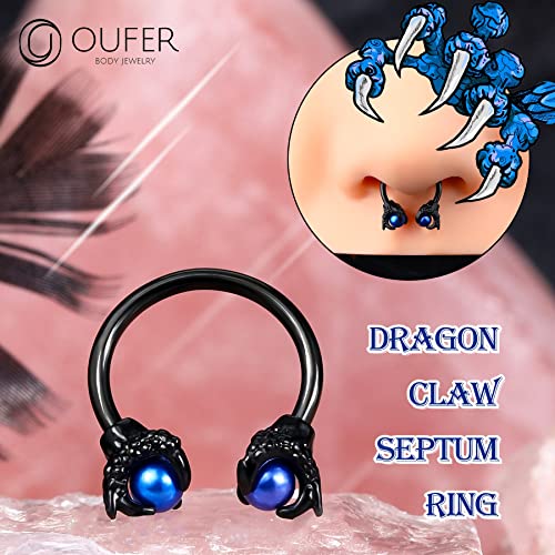 Oufer Claw Daith Earrings, 316L Surgical Steel Septum Piercing Jewelry, Pearl Cartilage Earring Hoop, Ear Body Piercing Jewelry Helix Earrings For Women #TOP1