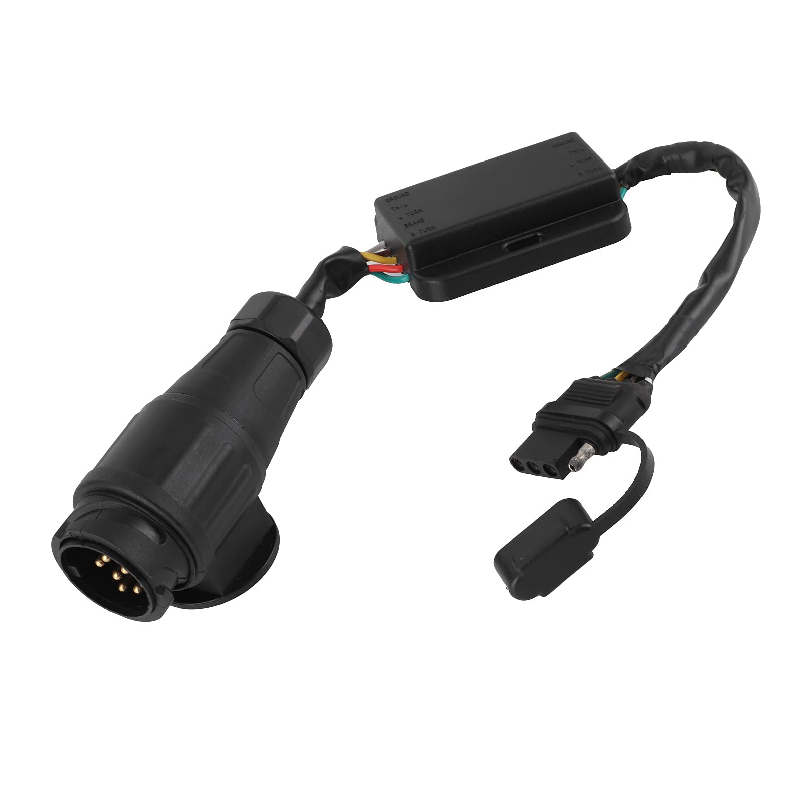 Adapter złącza przyczepy Europejskie 13-pinowe na amerykańskie 4-pinowe okablowanie obwodu tylnych świateł Konwerter typu Plug and Play – Separator sygnału dla dwuprzewodowych