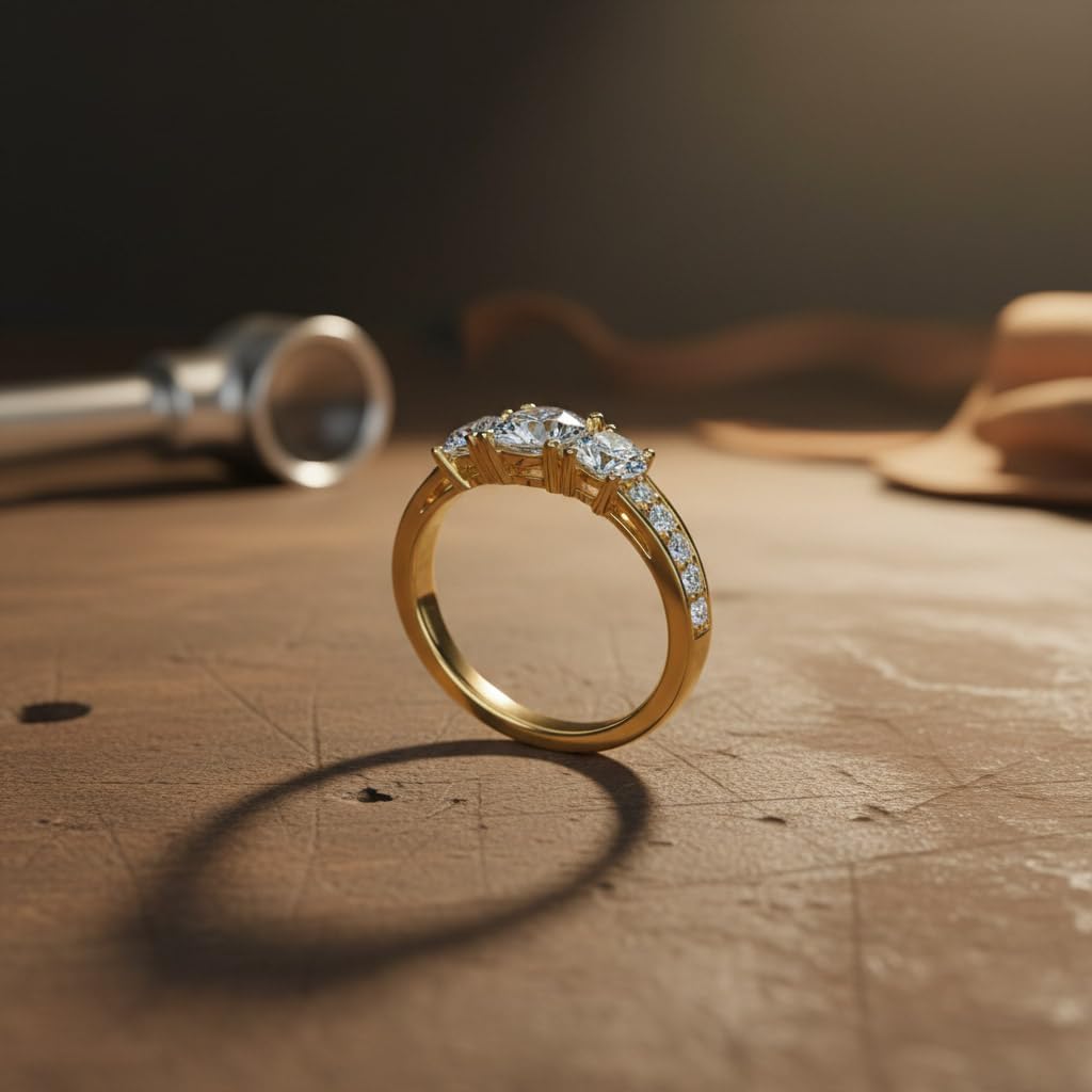 1 Carat (ctw) 3-Stone Diamond Engagement Ring in 14K Solid Gold (I1-I2 Clarity)