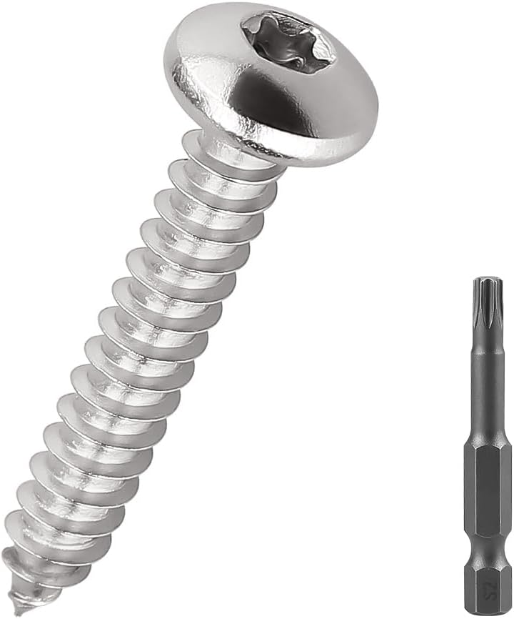 #4 x 5/8" Torx Pan Head Sheet Metal Screws, 304 Stainless Steel 18-8 Self Tapping Screws for Metal & Wood & Plastic, 100-Pack with 50mm Star Driver Bit