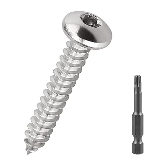 30pcs #14 x 1-1/4" Torx Pan Head Self Tapping Sheet Metal Screws 304 SS | Includes 50mm S2 Bit, 18-8 Stainless Steel, 6-Lobe Star Drive, Anti-Strip, Burr-Free, Marine Grade for Indoor & Outdoor