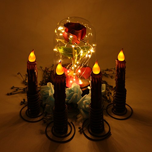 Velas de cera real sin llama que evitan manchas de cera líquida con temporizador LED rústico 3