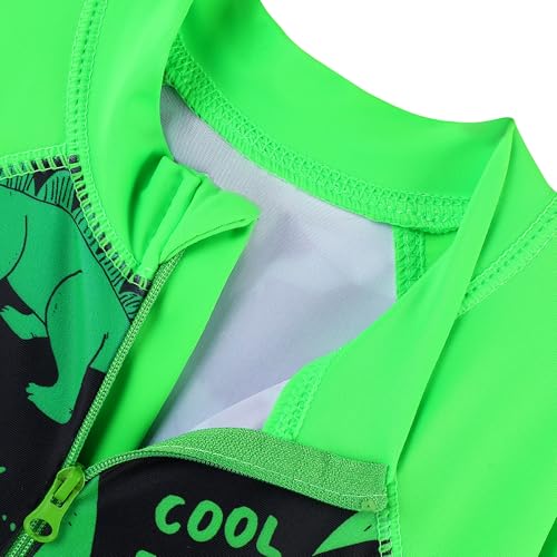 Image of HUAANIUE Toddler Boy Swimsuit Rashguard One-Piece Swimwear 0-6 Years | UPF 50+ sun protection, front zipper with chin guard, 4-way stretch quick-dry fabric, flatlock seams anti-chafing