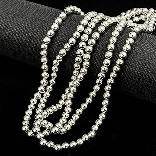 Hematite Beads 4/6 mm for Bracelets Round No Magnetic Hematite Gemstones 38 cm 1 String (Silver, 6 mm, Pack of 67) - Image 3