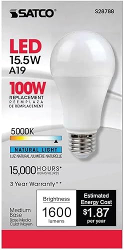 Miniatura 3 de Satco S28788 15.5A19/LED/50K/ND/120V (6 bombillas LED)