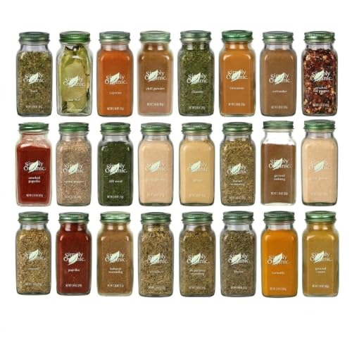 Premium Organic Herb & Spice Variety Pack, 24-Count Glass Jar Sampler Set – Non-GMO Seasonings for Everyday Cooking, Gift Set for Home Cooks