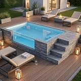 Outdoor Container Swimming Pool, Prefabricated Modular Above Ground Pool with Heater, Filter and View Window Options, Backyard Swimming Pools for Garden Courtyard Leisure