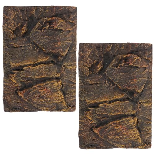 Parliky 2Pcs Reptile Tank Background Board Material Aquarium Decor Durable Easy to Install Fish Tank Background Realistic Effect for Turtle Habitat