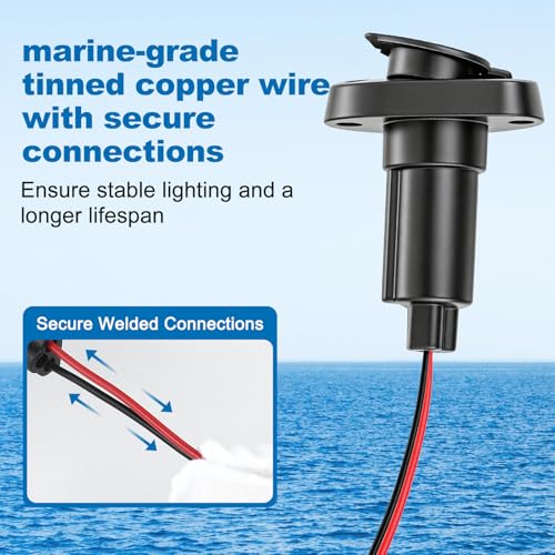 TRUTIDAL Boat Stern Light Base,Anchor Light Base,Waterproof Navigation Lights for Pontoon,Marine,Yacht,Jon Boat (Straight 90 Degrees) by TRUTIDAL - Used condition - Image 2
