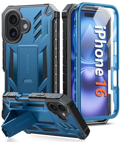 Coque pour iPhone 16 FNTCASE antichoc noire double couche