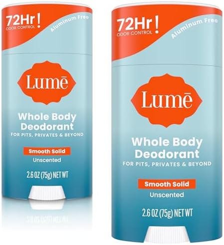 Lume Whole Body Deodorant - Solid Stick - 2.6 oz, 2 pk (Unscented)