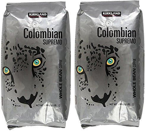 Kirkland Signature Colombian Supremo Whole Bean Coffee, 3 Pound (2 Pack)