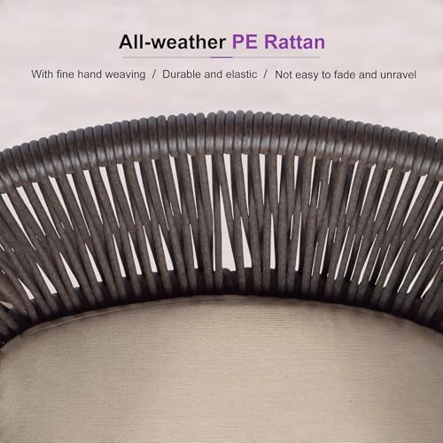 Image of PURPLE LEAF 11 Pieces Large Outdoor Dining Set Patio Extended Upgrade Table and Chairs Set Aluminum Wicker Rattan Patio Furniture Set for Lawn Garden Backyard Brown