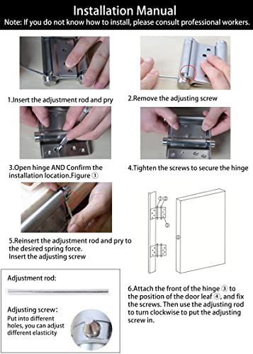 Beneray 3 Inch Double Action Spring Hinges, Self Closing Door Hinges For Saloon Cafe Pub Swinging Doors, 201 Stainless Steel thumb #4