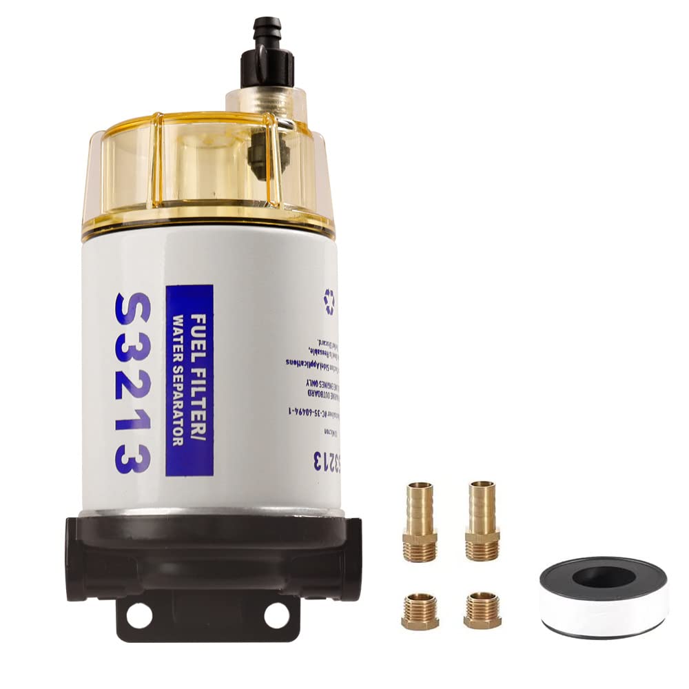 S3213 Fuel Filter Fuel Water Separator Assembly Replacement for Marine Outboard Motor Mercury Boat Replaces# 18-17928, 35-809097, 35-60494-1, S3213, 18-7932-1