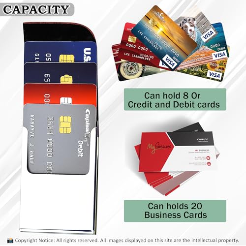 Image of Luxurious Unisex Pocket Card Holder Brown PU Leather Stainless Steel 15-20 Business Card and 5-8 Debit Credit Card Ultrathin RFID Blocking Corporate Gift for Employee 9.5 x 6.5 x 1.2 cm